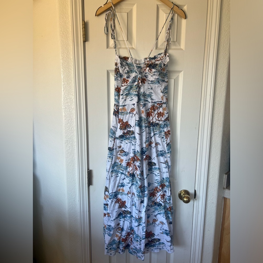 Free People Beach Party Dress, Tropical Linen Vacation Size 6 - Picture 9 of 16
